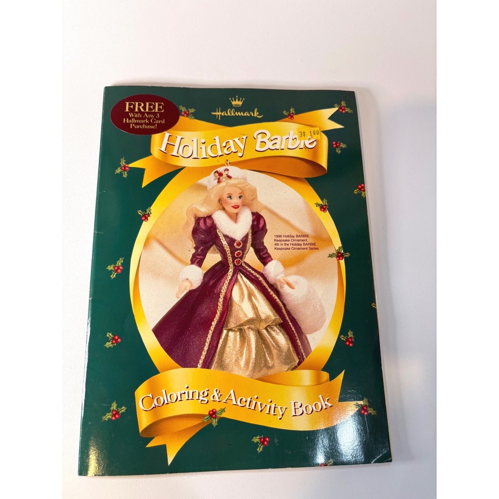 Vintage 1996 Hallmark Holiday Barbie Coloring Activity Book 90s Mattel Ephemera